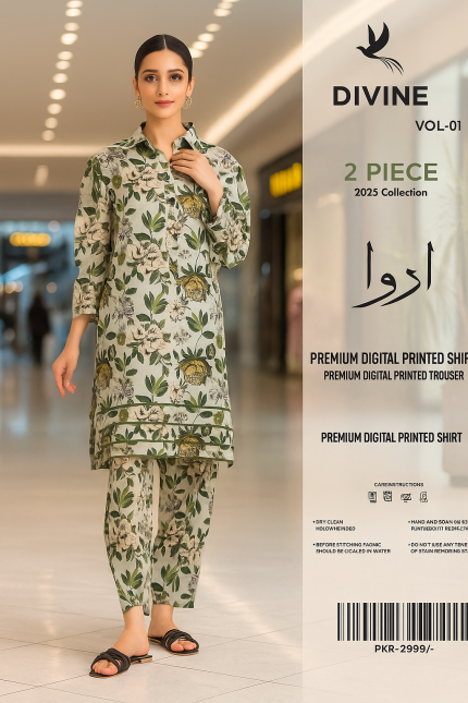2 PIECE PRINTED LAWN SUIT BY DIVINE