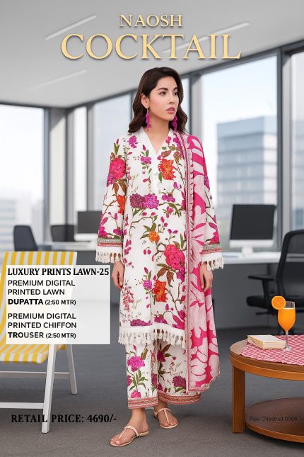 3 PIECE PRINTED LAWN SUIT BY NAOSH