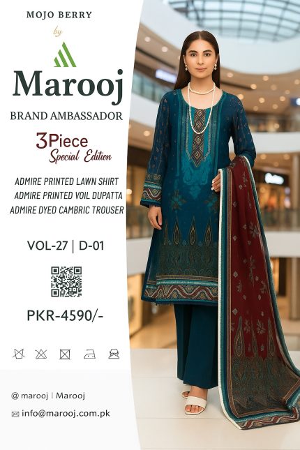 3 PIECE PRINTED LAWN SUIT BY MAROOJ