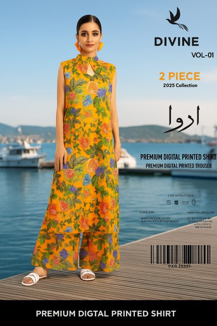 2 PIECE PRINTED LAWN SUIT BY DIVINE