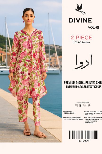 2 PIECE PRINTED LAWN SUIT BY DIVINE